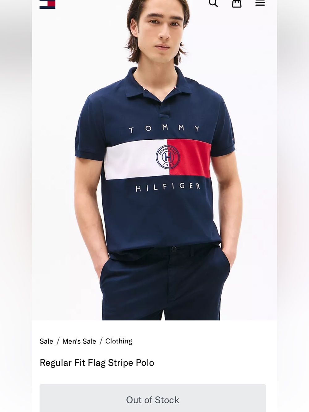 🍂NWT Tommy Hilfiger Men's Flag Stripe Polo Shirt - Large *SOLD OUT*